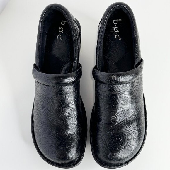 BOC BORN CONCEPT Black Clogs Women 11 Paisley - Picture 1 of 7